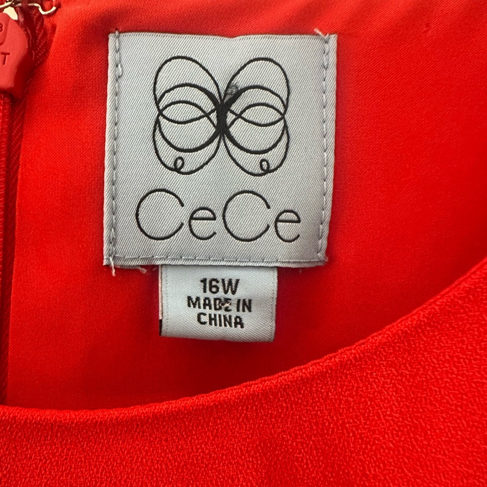 NEW CeCe Vibrant Red Long Sleeve Baggy Dress Size 16W NWT - Picture 3 of 8